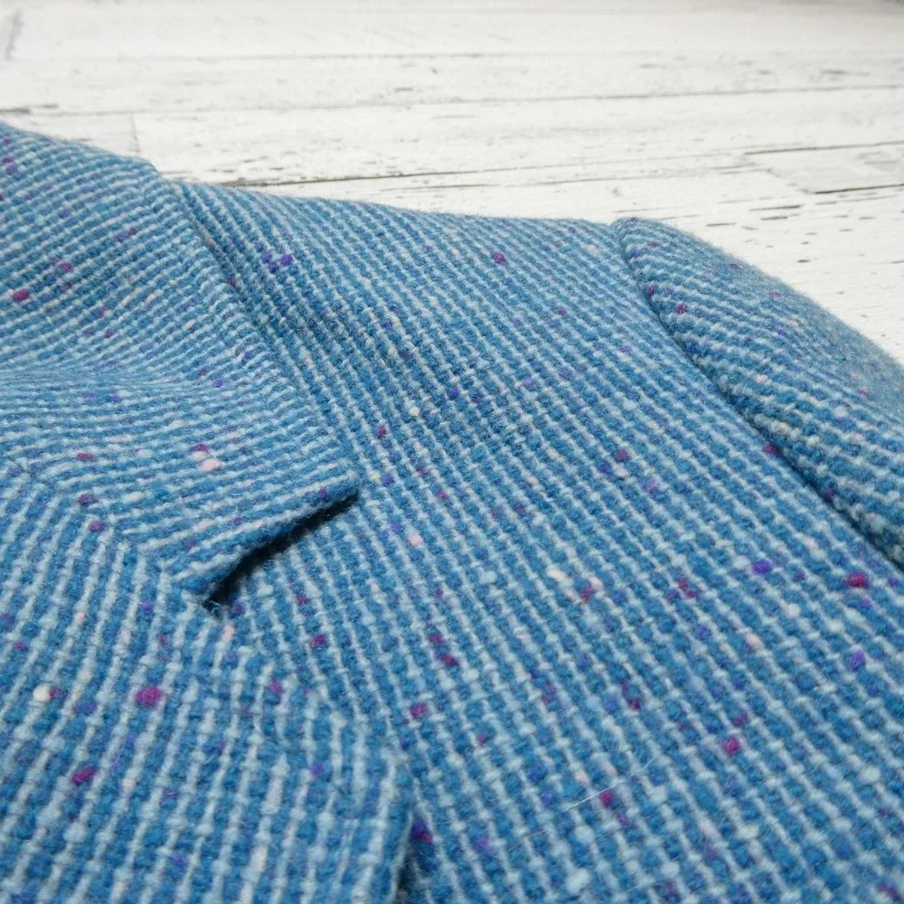 Vintage‎ Pendleton Blazer Womens Medium Blue Wool Tweed Speckled Jacket USA